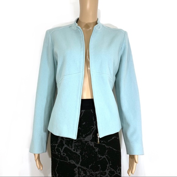Louben Jackets & Blazers - Light Blue Louben Wool Zip-Front Jacket